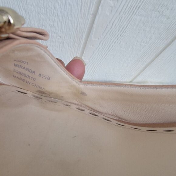 Coach Miranda nude leather peep toe sling back buckle heels shoes wmns sz 8.5 - Picture 8 of 8